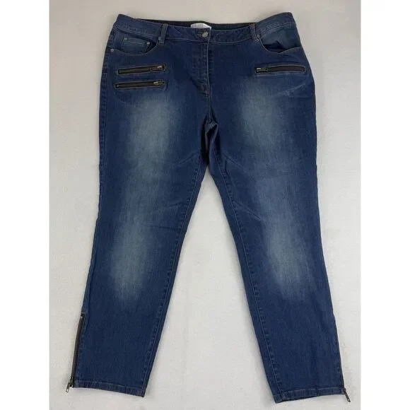 Boo Radley Ankle Jeans Zipper Pockets Moto Grunge Emo Goth Womens Size 16 - Picture 1 of 12